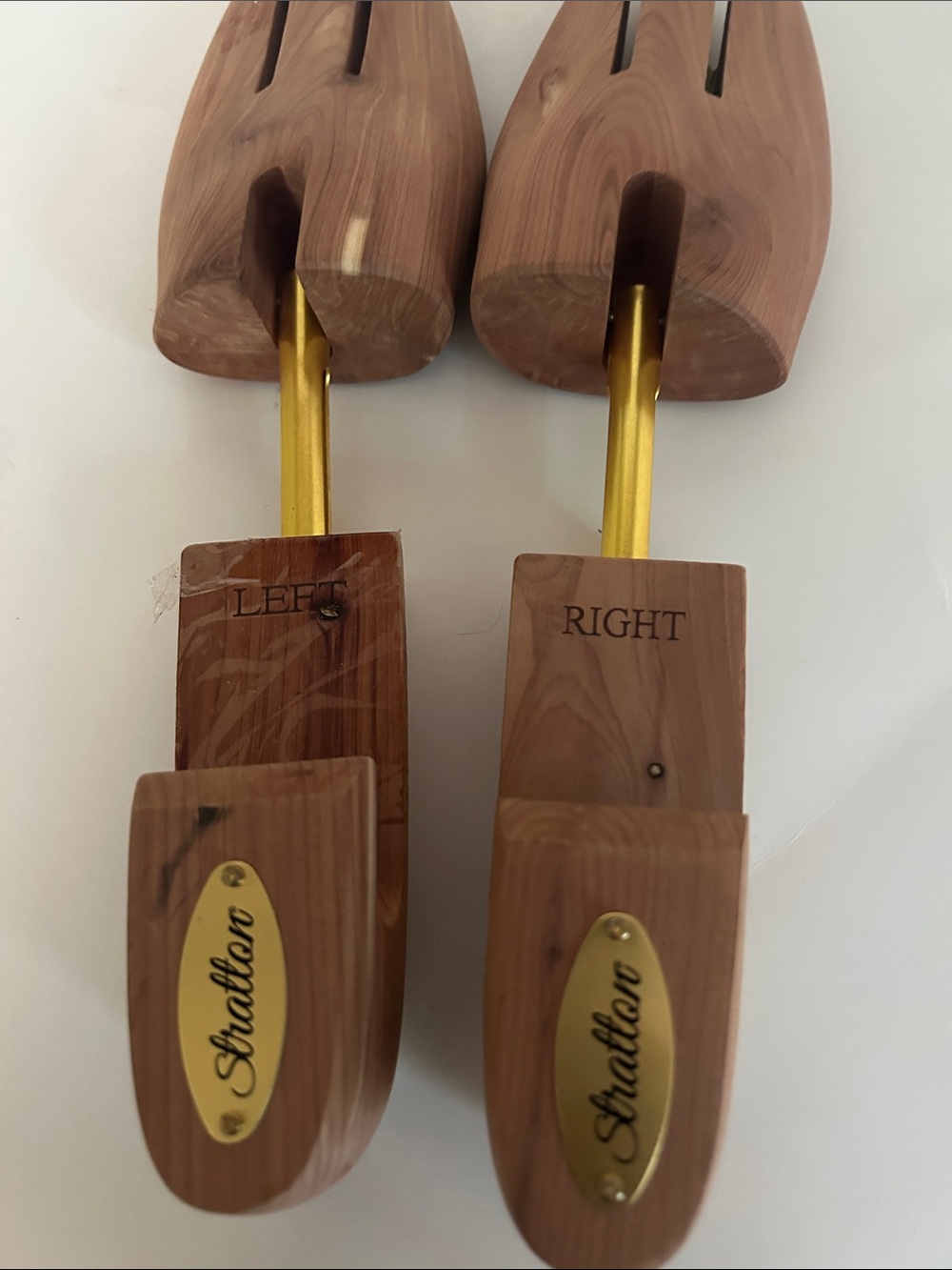 Cole Haan Natural Wood Shoe Trees with Gold Rods (Pair) cedar